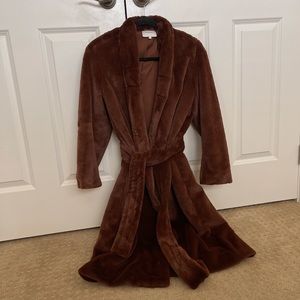 Vince belted faux fur brown coat
